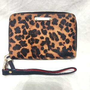 𝅺STELLA & Dot Call Me Leopard Print Red and Black Wristlet Wallet
